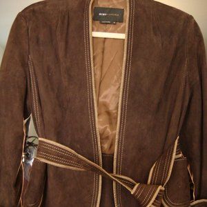 BCBGMaxazria Brown Leather Suede Wrap Jacket Women's Medium